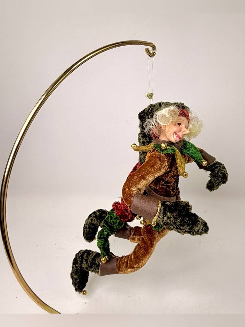 Vintage Christmas Elf Pixie Knee Hugger Shelf Sitter Hanging Ornament Poseable - Picture 4 of 13